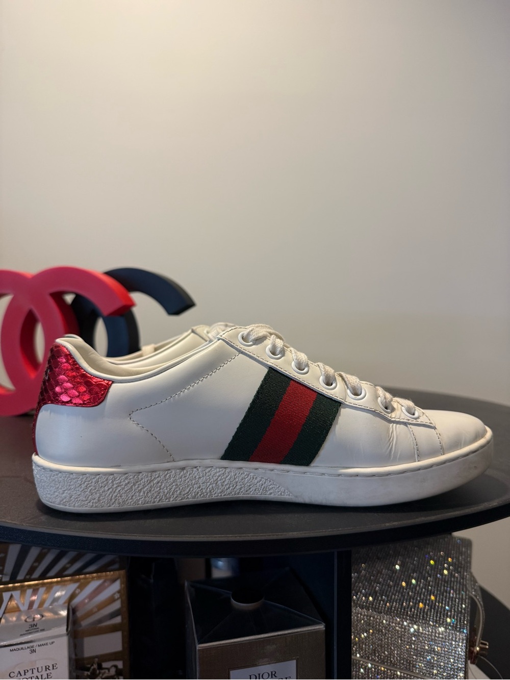 Gucci Ace Sneaker with Red/Green Web size 5